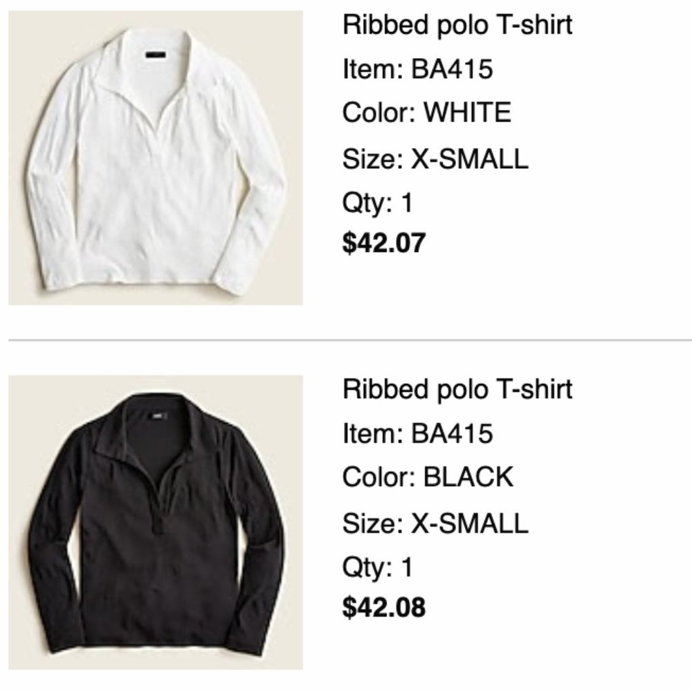 Black and White semi Sheer Ribbed polo T-shirt